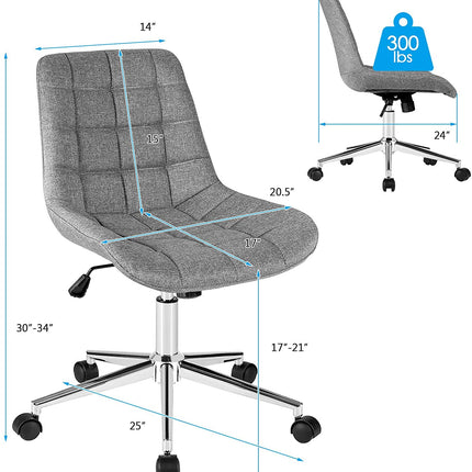 Modern Home Office Chair, Fabric Armless Leisure Chair
