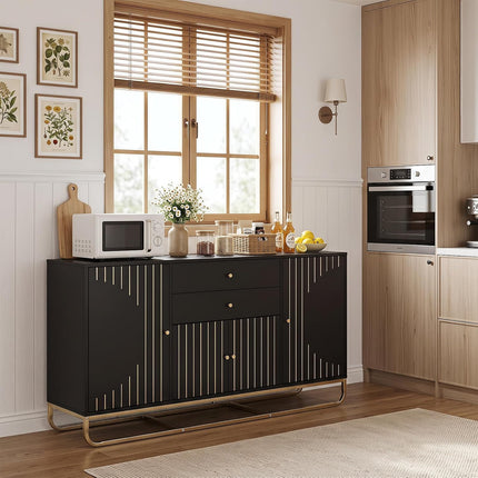Dreamade Modern Sideboard Buffet Cabinet with Storage & 2 Drawers| Coffee Bar Cabinet w/ Geometric Design