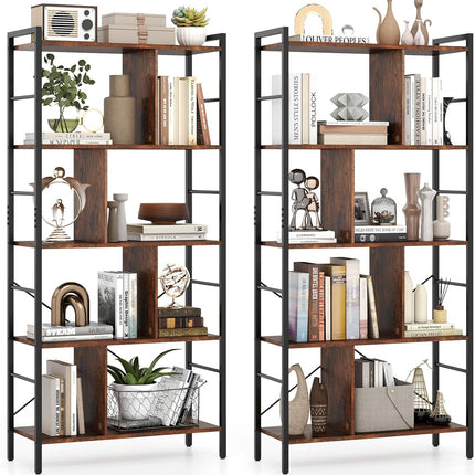 Dreamade 5-Tier Tall Bookshelf 61" Industrial Bookcase w/Metal Frame