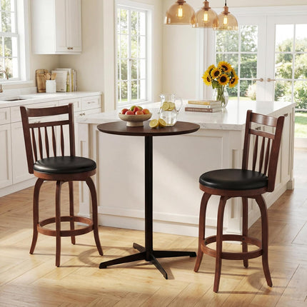 Dreamade Swivel Bar Stools Set of 2, 24 Inch Counter Height Barstools | 360° Rotating Bar Chairs w/Footrest