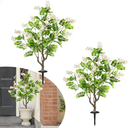 Dreamade 39” 2 Pack Artificial Locust Flower Trees with Ground Spikes | Sophora Japonica Blossoms