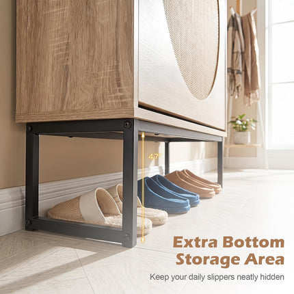 Dreamade Narrow Shoe Storage Cabinet with 2 Flip Drawers