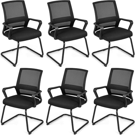 Dreamade Office Guest Chair, Office Guest Conference Chair w/Lumbar Support Ergonomic Backrest