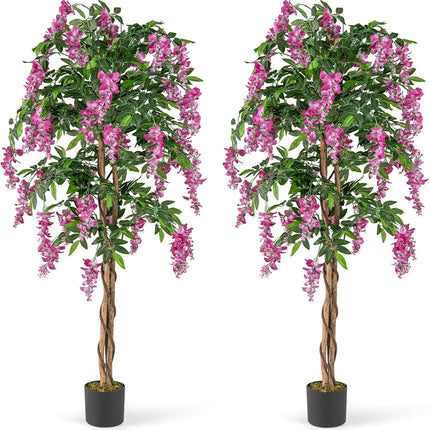Dreamade 5.5FT Faux Wisteria Tree in Nursery Pot with Blooming Flowers