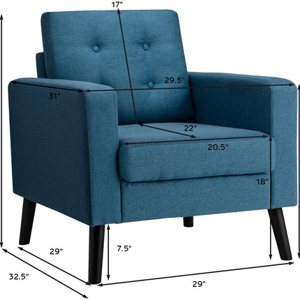 Dreamade Modern Accent Chair, Mid-Century Upholstered Armchair Club Chair - Dreamadeus