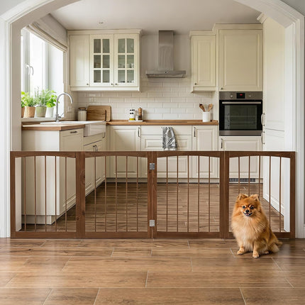 Dreamade Freestanding Foldable Dog Gate Indoor, 83" W x 30" H Extra Wide