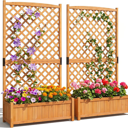 Dreamade 71" Wooden Raised Garden Bed with Trellis (1/2)