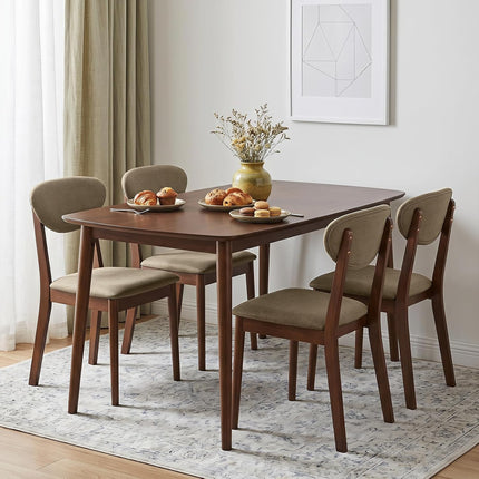 Dreamade Wooden Dining Chairs Set of 4, Upholstered Kitchen Chairs | Farmhouse Dining Room Chair w/ Padded Seat & Back