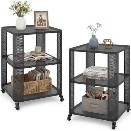 Dreamade 3-Tier End Table | Rolling Side Table w/Open Storage Shelves (1/2)