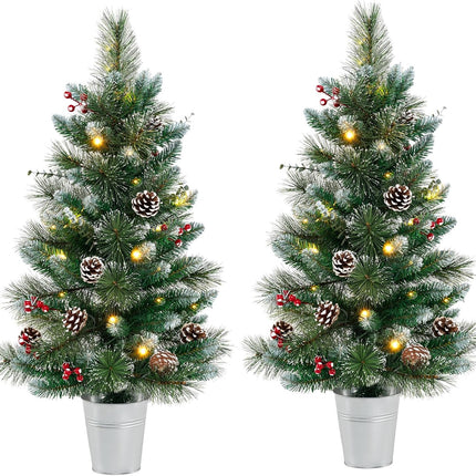Dreamade 3ft Pre-Lit Mini Tabletop Christmas Tree with 20 Warm White LED Lights, 8 Modes, Timer, 81 PVC & Pine Needles