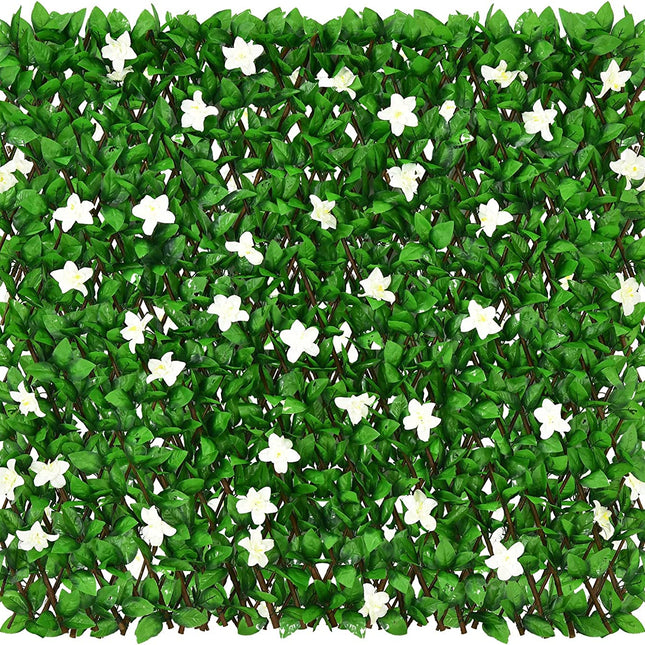 Expandable Fence with Leaves, 6.5ft Privacy Screen Decorative Fake Ivy Fencing Panel
