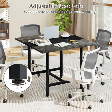 Dreamade 39.5" Square Conference Table, Meeting Table for 4 People | Heavy-Duty Metal Frame