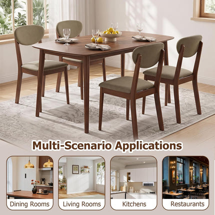 Dreamade Wooden Dining Chairs Set of 4, Upholstered Kitchen Chairs | Farmhouse Dining Room Chair w/ Padded Seat & Back