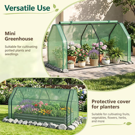Dreamade Mini Portable Greenhouse w/ PE Cover Roll-Up Zipper