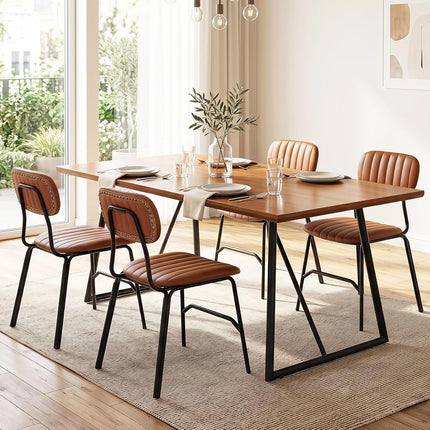 Dreamade Metal Dining Chairs PU Leather Upholstered Kitchen Chairs | Modern Dining Room Chair w