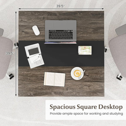 Dreamade 39.5" Square Conference Table, Meeting Table for 4 People | Heavy-Duty Metal Frame