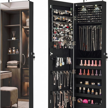 DREAMADE Jewelry Armoire Over The Door Mirror Jewelry Cabinet