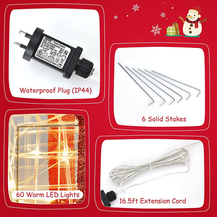 Lighted Gift Boxes Christmas Decoration, Set of 3 White Present Ornament Boxes with 60 LED Lights - DreamadeUS