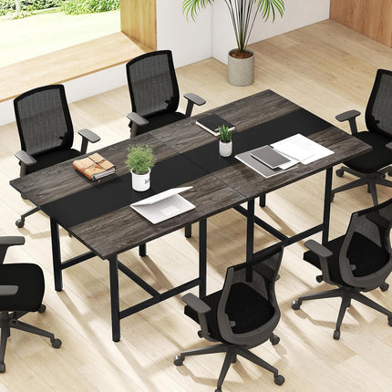 Dreamade 39.5" Square Conference Table, Meeting Table for 4 People | Heavy-Duty Metal Frame