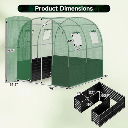 Dreamade 6.5 x 6.5 Ft Walk-in Greenhouse with Raised Garden Bed | Plant Hot House with Galvanized Steel Frame