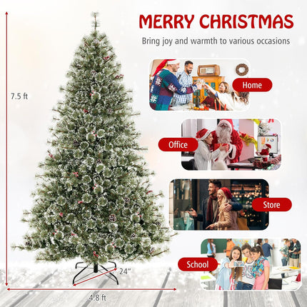 Dreamade 6ft / 7.5ft / 9ft Pre-Lit Artificial Christmas Tree with 360° Quick Power Connector