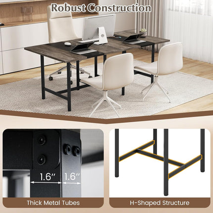 Dreamade 39.5" Square Conference Table, Meeting Table for 4 People | Heavy-Duty Metal Frame