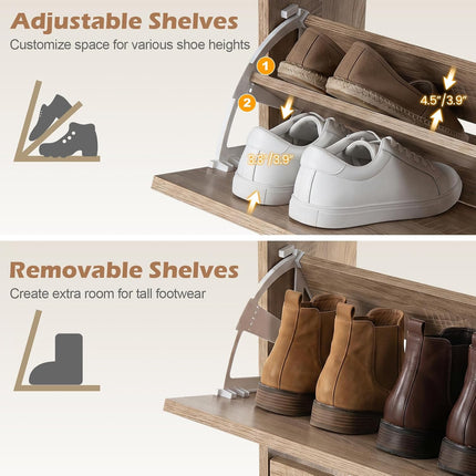 Dreamade Narrow Shoe Storage Cabinet with 2 Flip Drawers