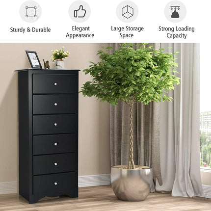 6 Drawer Chest Wooden Dresser Clothes Organizer Bedroom - Dreamadeus