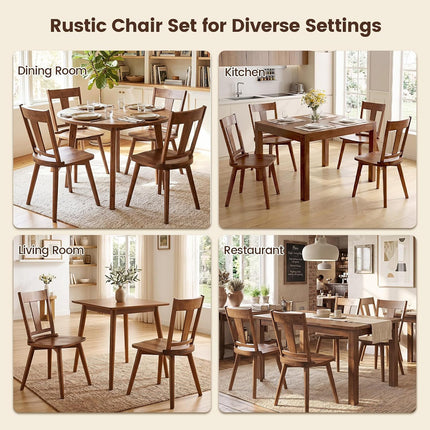Dreamade Wooden Dining Chairs Set of 2, Solid Wood Kitchen Chairs | Modern Farmhouse Dining Room Chairs w/Hollowed Backrest