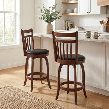 Dreamade Swivel Bar Stools Set of 2, 24 Inch Counter Height Barstools | 360° Rotating Bar Chairs w/Footrest