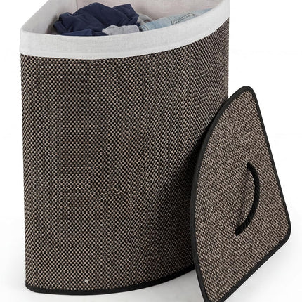 Dreamade 15 Gal Bamboo Corner Laundry Hamper with Lid