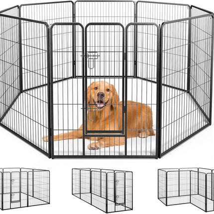 Dreamade Dog Playpen Outdoor 40" H - 8/16 Panels Metal Pet Fence for Large Dogs, Heavy Duty Dog Pen Exercise Fence with Door