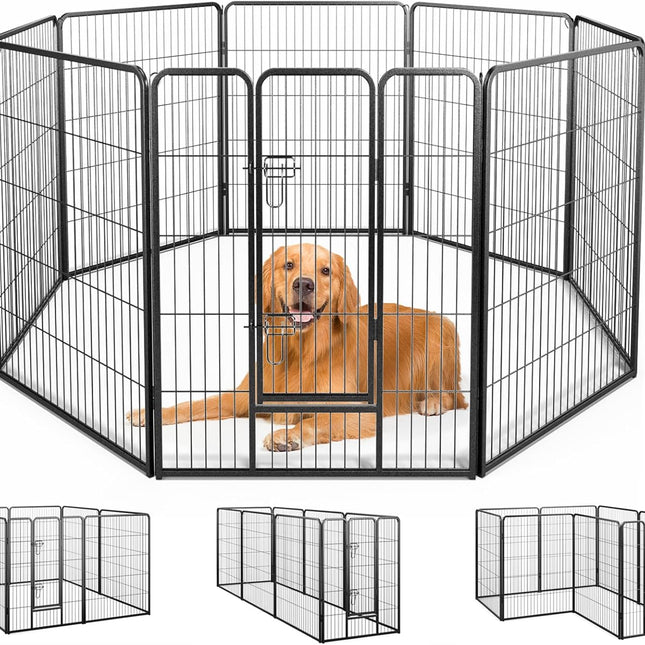 Dreamade Dog Playpen Outdoor 40" H - 8/16 Panels Metal Pet Fence for Large Dogs, Heavy Duty Dog Pen Exercise Fence with Door