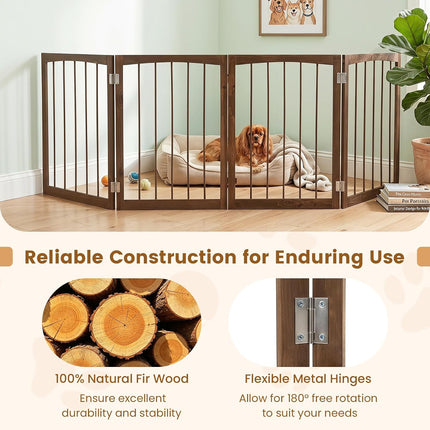 Dreamade Freestanding Foldable Dog Gate Indoor, 83" W x 30" H Extra Wide