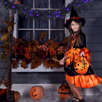 9FT Black Halloween Garland with Lights - DreamadeUS