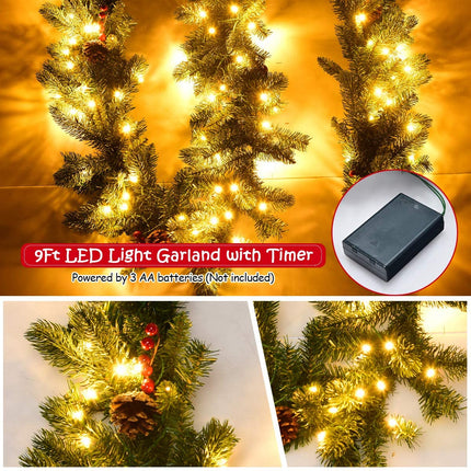 9FT Pre-lit Christmas Garland with 100 LED Lights - DreamadeUS