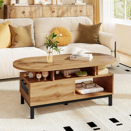 Dreamade 47" Oval Coffee Table Cocktail Accent Center Table with Storage