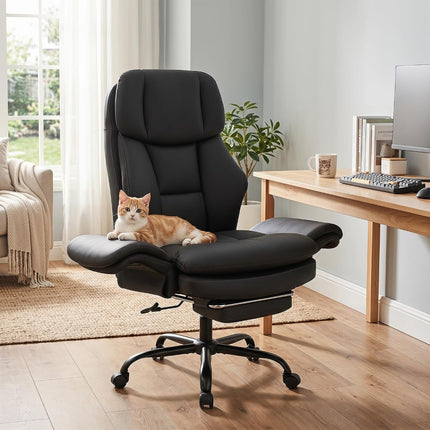 Dreamade Criss Cross Legged Reclining Desk Chair with 5-Level Adjustable Armrests