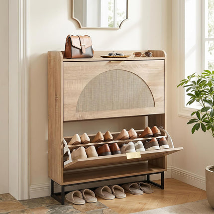 Dreamade Narrow Shoe Storage Cabinet with 2 Flip Drawers