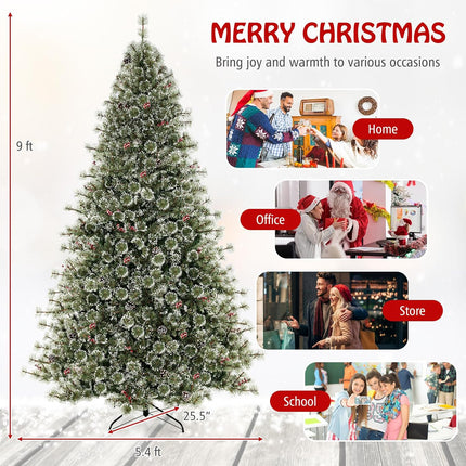 Dreamade 6ft / 7.5ft / 9ft Pre-Lit Artificial Christmas Tree with 360° Quick Power Connector