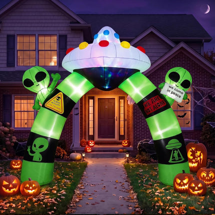 DREAMADE Halloween Inflatable Arch Alien Arch w/UFO 10.5 x 1.2 x 9.8 FT