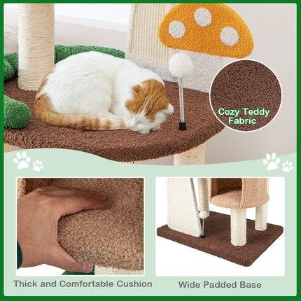 DREAMADE Mushroom Cat Tree, 57.5" Multi-Level Cat Tower