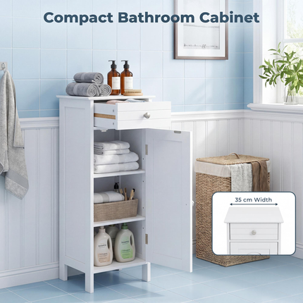 DREAMADE Bathroom Storage Cabinet, Slim Narrow Organizer with Drawer, Black