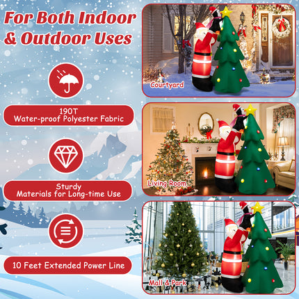DREAMADE 6FT Inflatable Christmas Decoration, Blow Up Christmas Tree & Santa Claus with Penguin