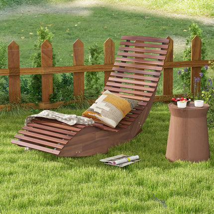 DREAMADE Outdoor Rocking Chair, Wooden Garden Lounger with Acacia Wood Frame