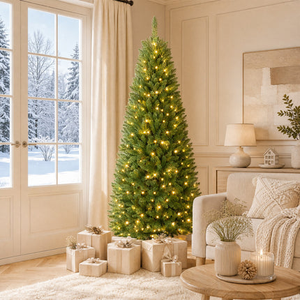 DREAMADE 7 ft Pre-lit Pencil Christmas Tree, Skinny Artificial Fir