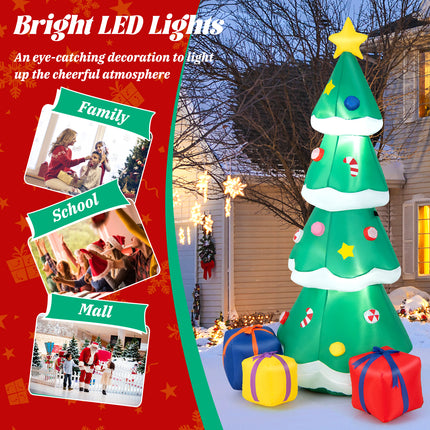 DREAMADE 6 FT Inflatable Christmas Tree, Blow Up Christmas Decoration, Self Inflating X-mas Tree w/ 3 Gift Boxes