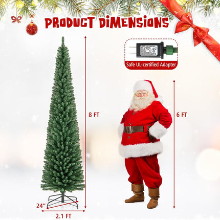 Dreamade Pre-Lit Slim Pencil Christmas Tree Slender Holiday Tree for Home Office Decoration