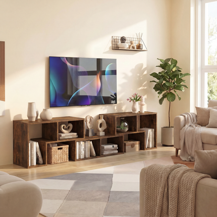 DREAMADE 3 Piece TV Stand, Modular TV Console with Bookshelves, Free Combination w/Storage Cubes for 50 to 65 Inch TV