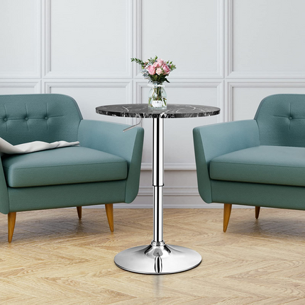 Dreamade Round Pub Table Height Adjustable, 360 Degree Swivel Cocktail Pub Table, Office Bar Table